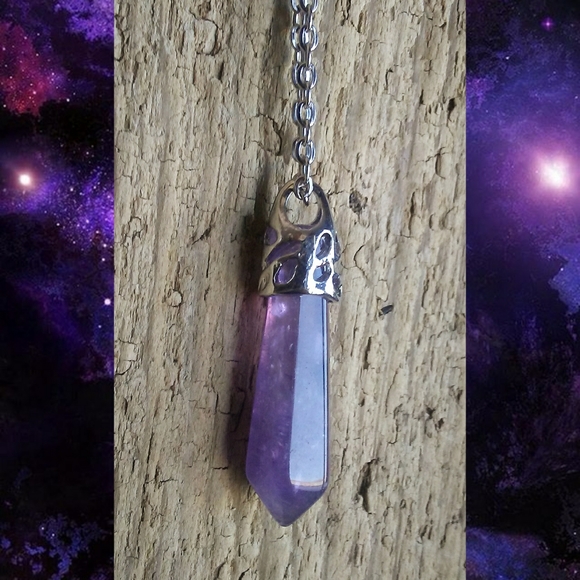 🌙💜 Amethyst Stone Necklace Crystal Point Healing Jewelry Witchy - Picture 6 of 16